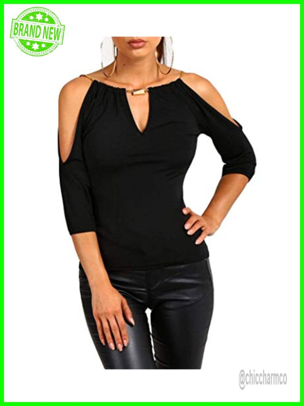 Women Open Cold Shoulder Slim Fit Short Sleeve Tee Casual Blouse Top